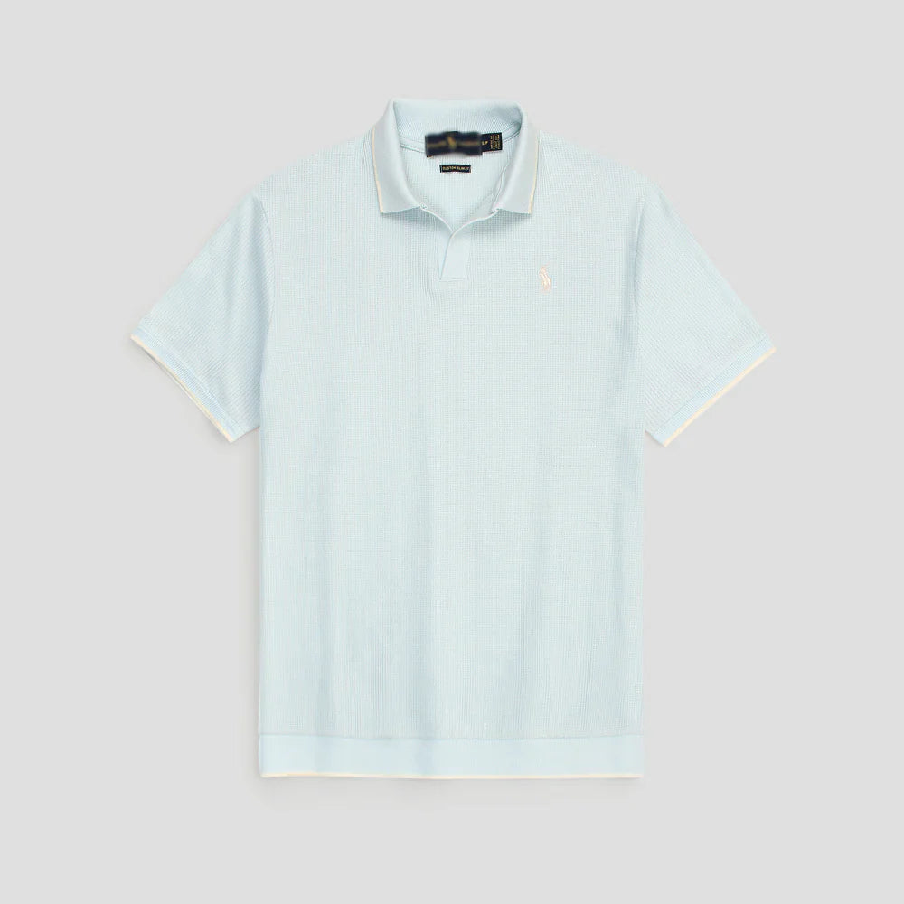 RL PREMIUM MEN'S V NECK BORDER POLO SHIRT (SKY BLUE)