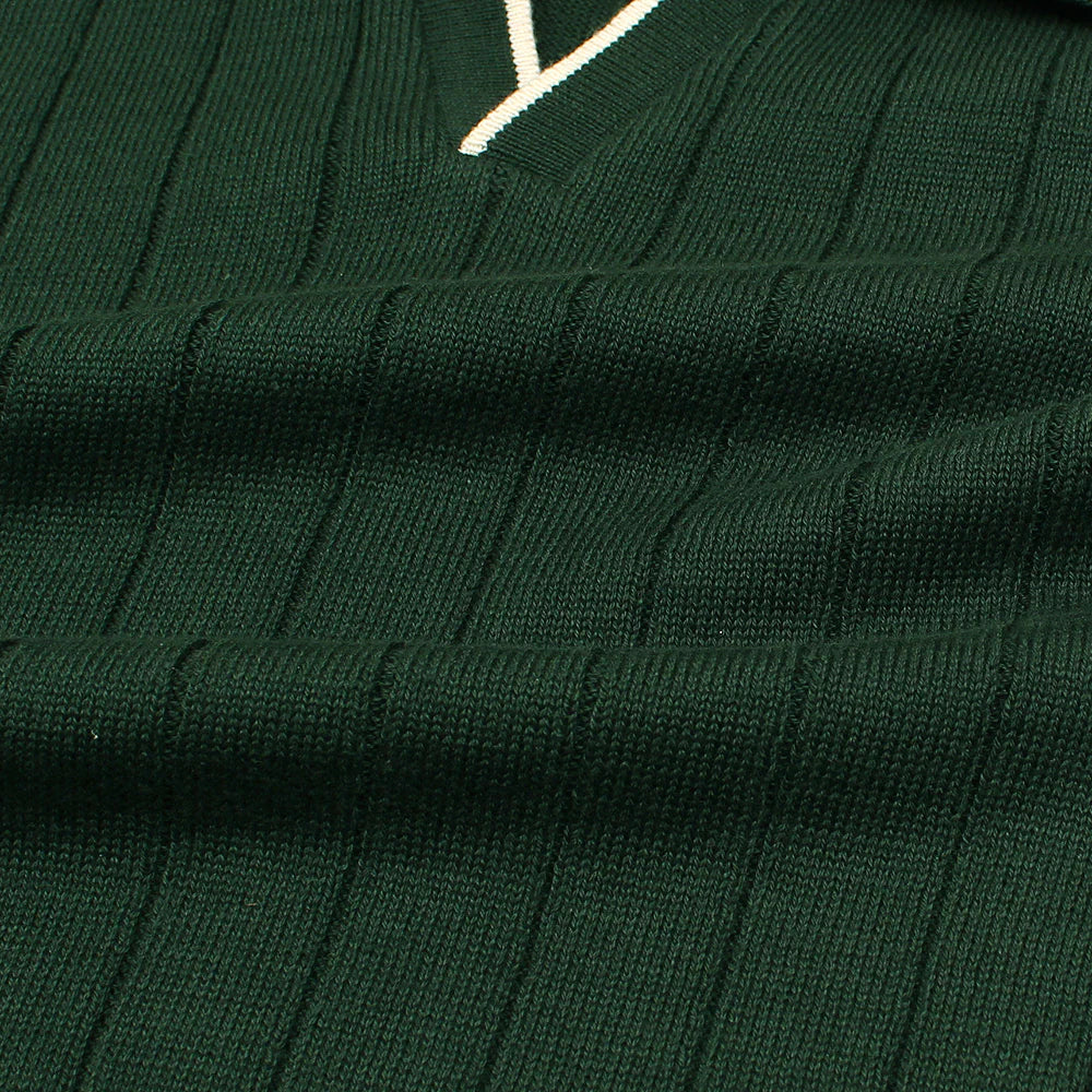 Z.A.R.A PREMIUM ESPRESSO CABEL-KNIT POLO SHIRT (GREEN)