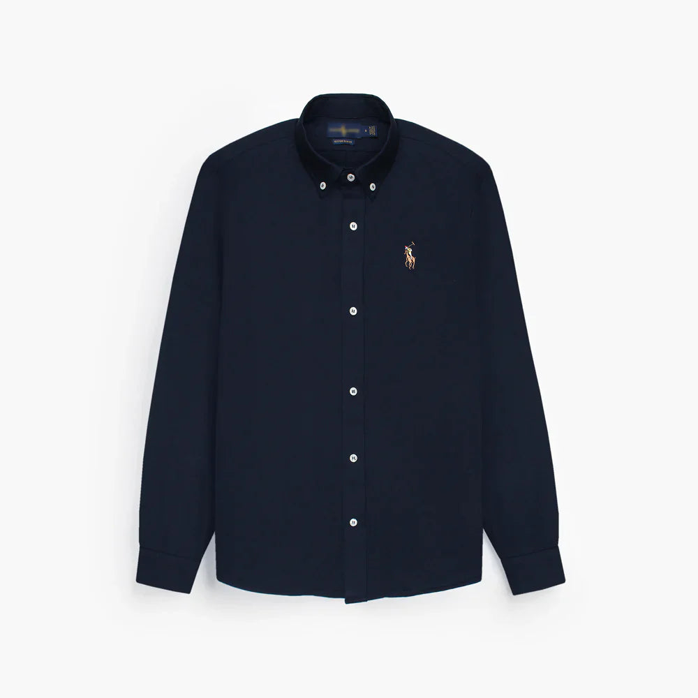 RL IMPORTED MEN'S OXFORD BUTTON CASUAL SHIRT (NAVY BLUE)