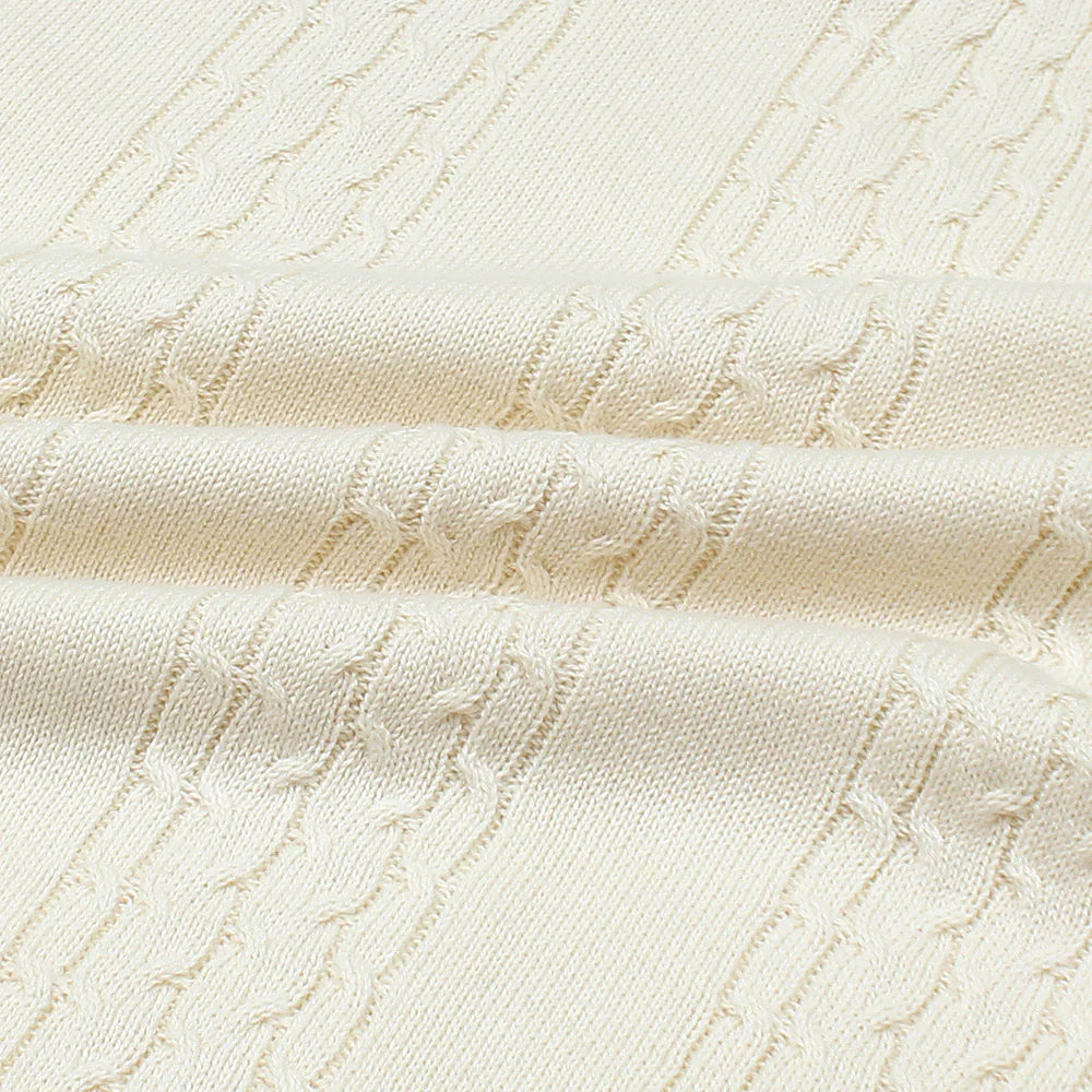 Z.A.R.A PREMIUM CABEL-KNIT V NECK POLO SHIRT (OFF-WHITE)