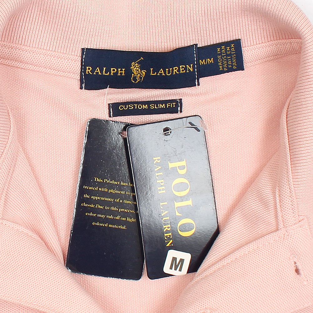 RL Premium 3 Horse Pique Cotton Polo Shirt (Pink)