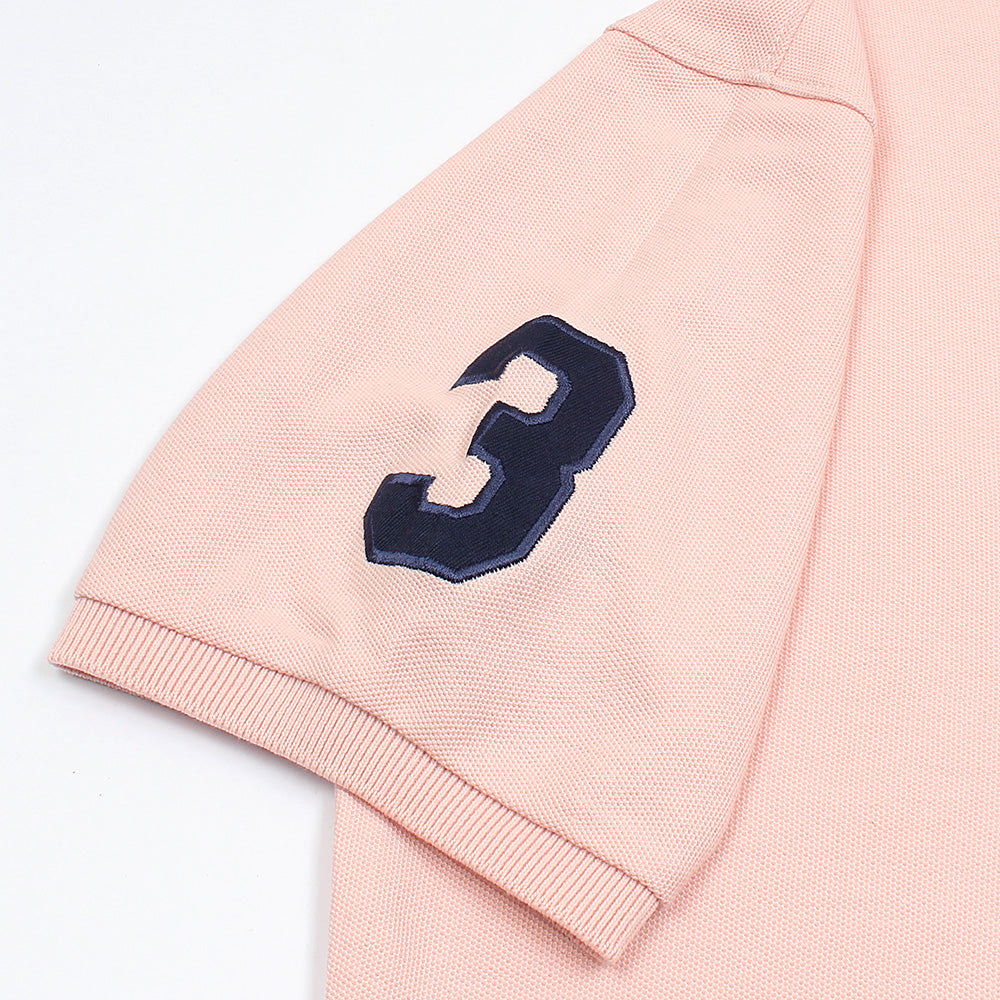 RL Premium 3 Horse Pique Cotton Polo Shirt (Pink)