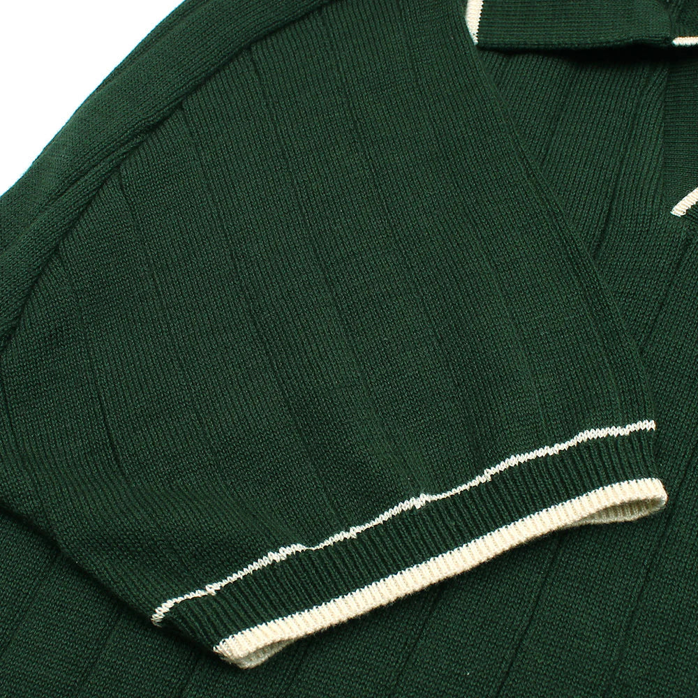 Z.A.R.A PREMIUM ESPRESSO CABEL-KNIT POLO SHIRT (GREEN)