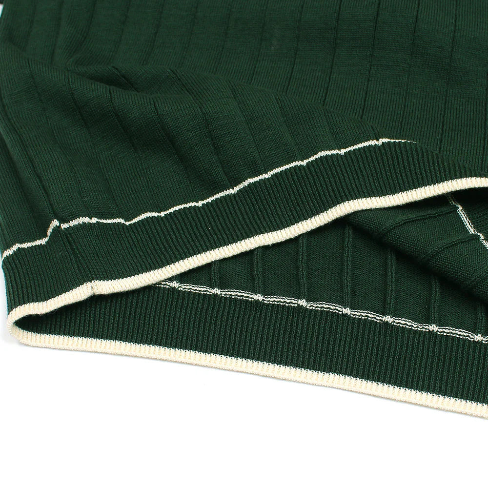 Z.A.R.A PREMIUM ESPRESSO CABEL-KNIT POLO SHIRT (GREEN)