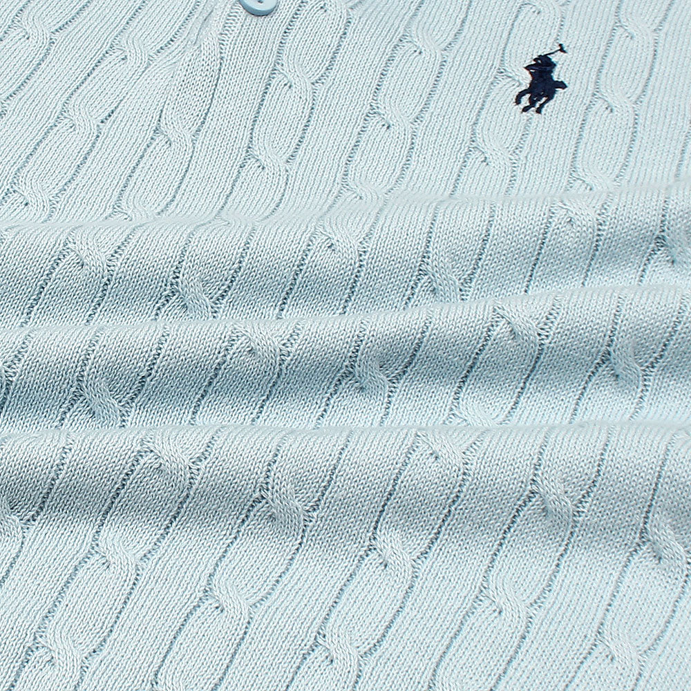 RL PREMIUM CABEL-KNIT BUTTON POLO SHIRT (SKY)