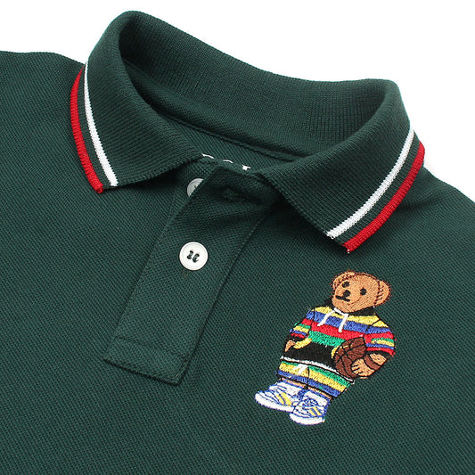 RL Kids Premium Tipping Collar Bear Polo Shirt (Green)
