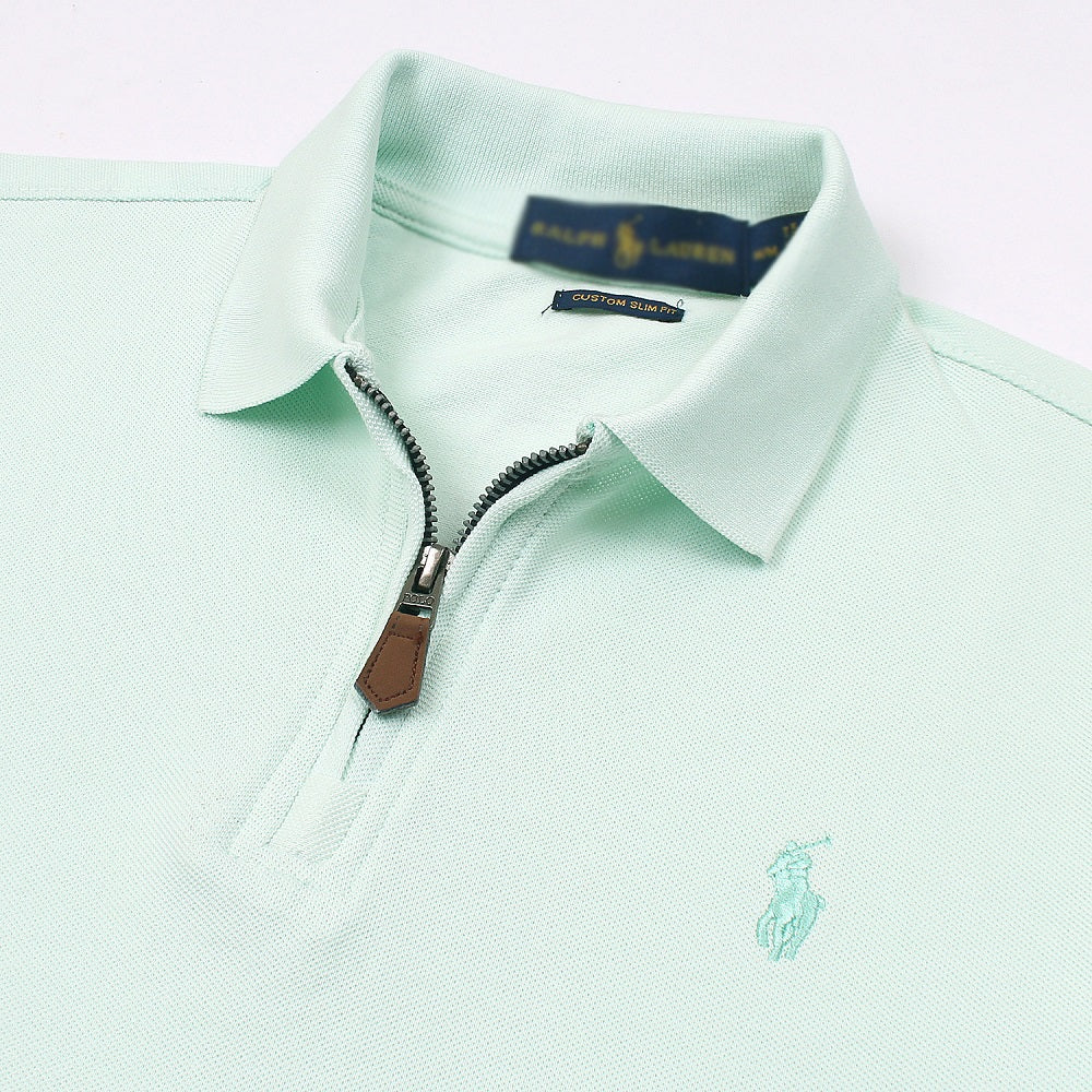 RL Premium Small Pony Zip Up Polo shirt (Sea Green)