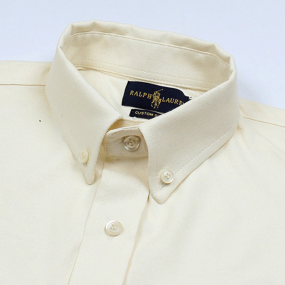 RL IMPORTED MEN'S OXFORD BUTTON CASUAL SHIRT (OFF-WHITE)