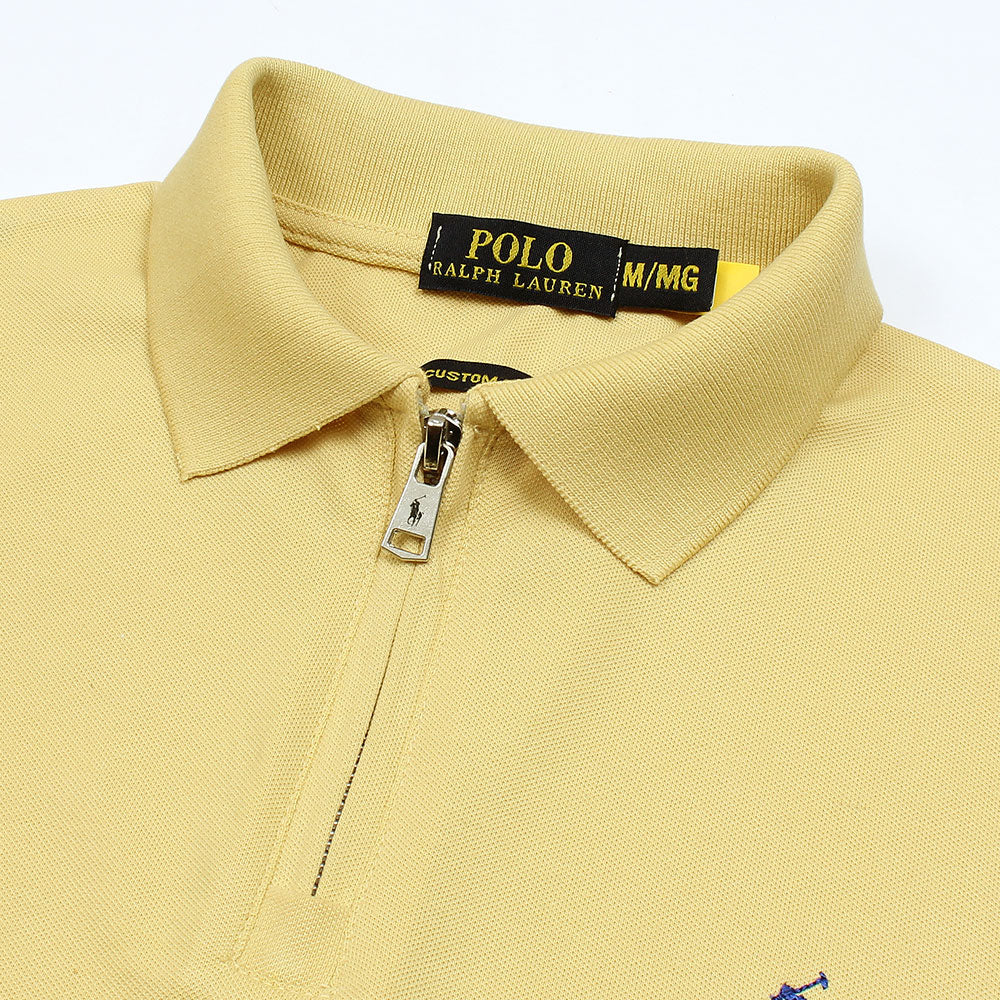 RL Premium Small Pony Zip Up Polo shirt (Yellow)