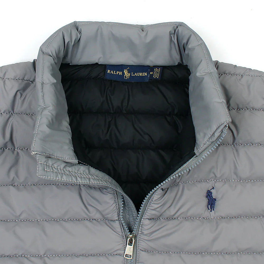 RL Full Sleeves Small Pony Puffer Jacket (Steel Grey)