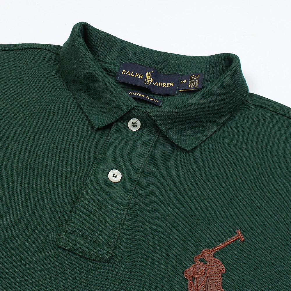 RL PREMIUM LEATHER BIG HORSE POLO SHIRT (GREEN)