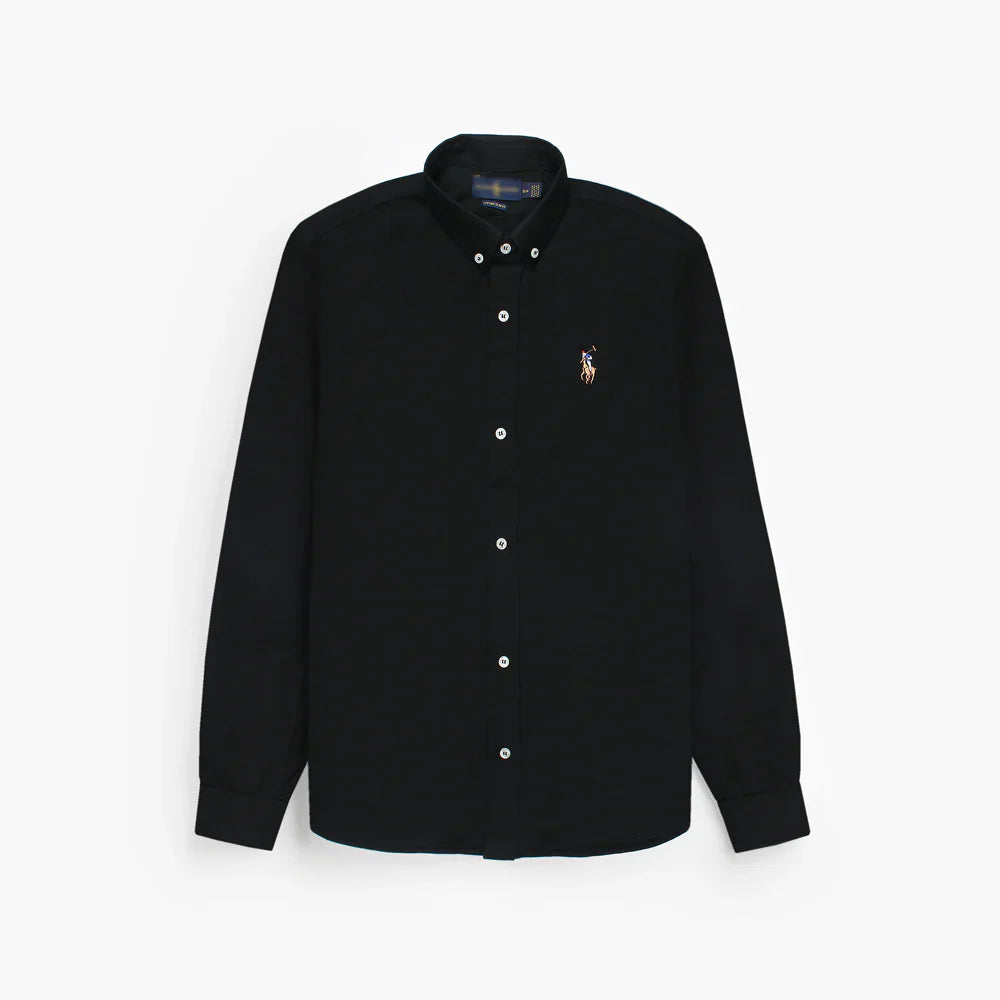 RL IMPORTED MEN'S OXFORD BUTTON CASUAL SHIRT (BLACK)