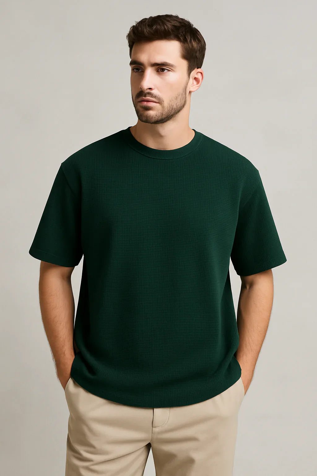 Z.A.R.A PREMIUM WAFFLE OVERSIZED T-SHIRT UNISEX (DARK GREEN)