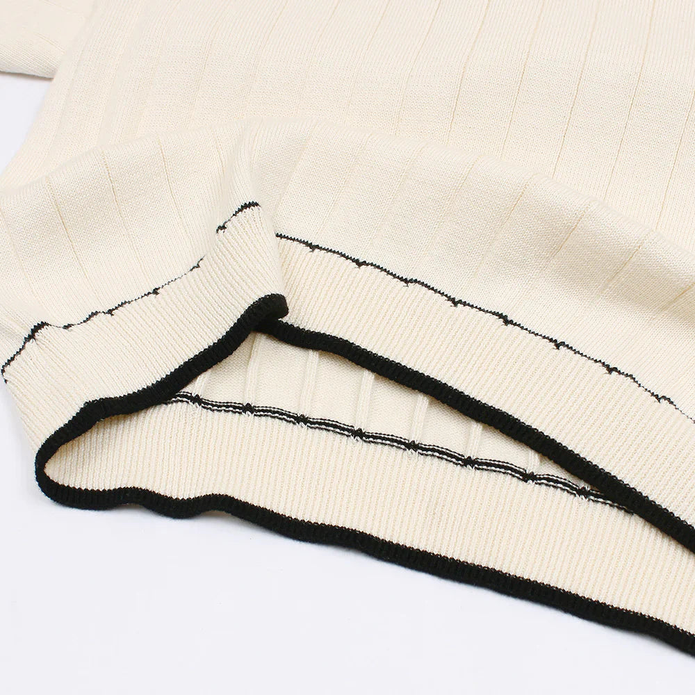 Z.A.R.A PREMIUM ESPRESSO CABEL-KNIT POLO SHIRT (OFF-WHITE)