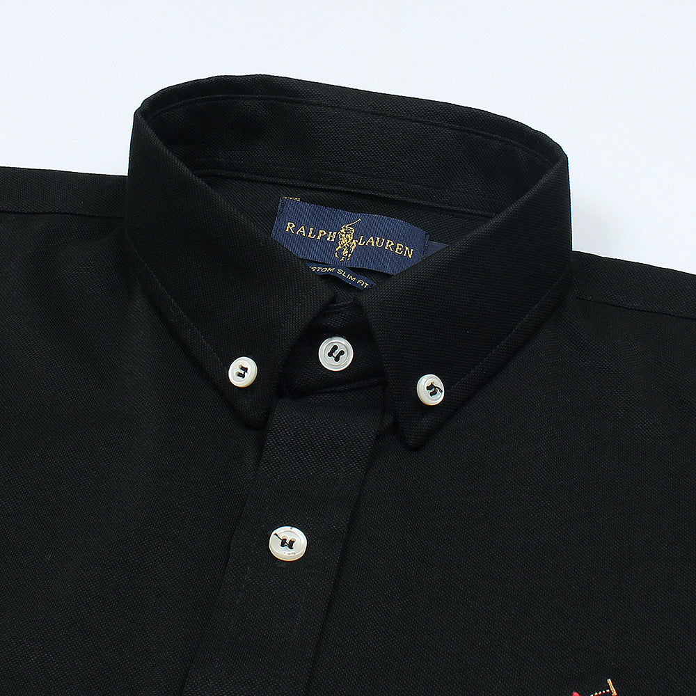 RL IMPORTED MEN'S OXFORD BUTTON CASUAL SHIRT (BLACK)