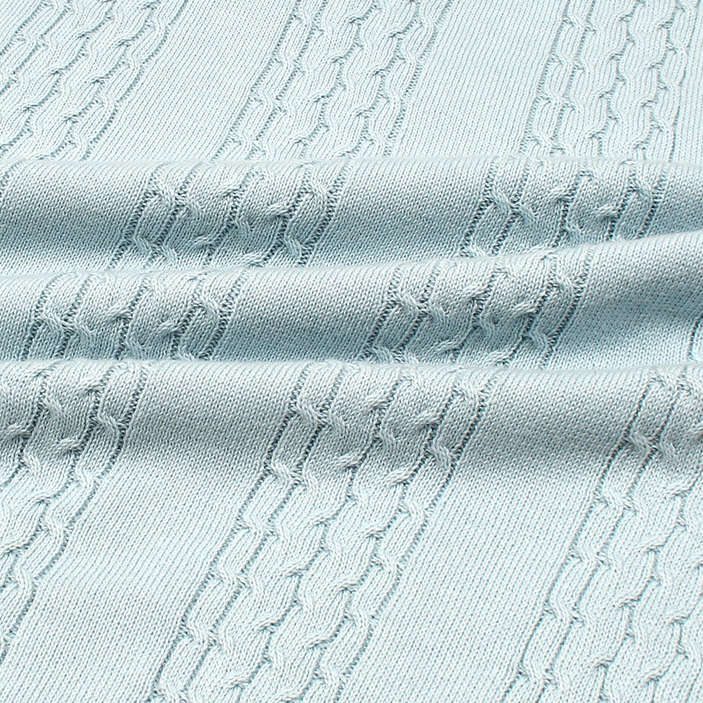 Z.A.R.A PREMIUM CABEL-KNIT V NECK POLO SHIRT (SKY BLUE)