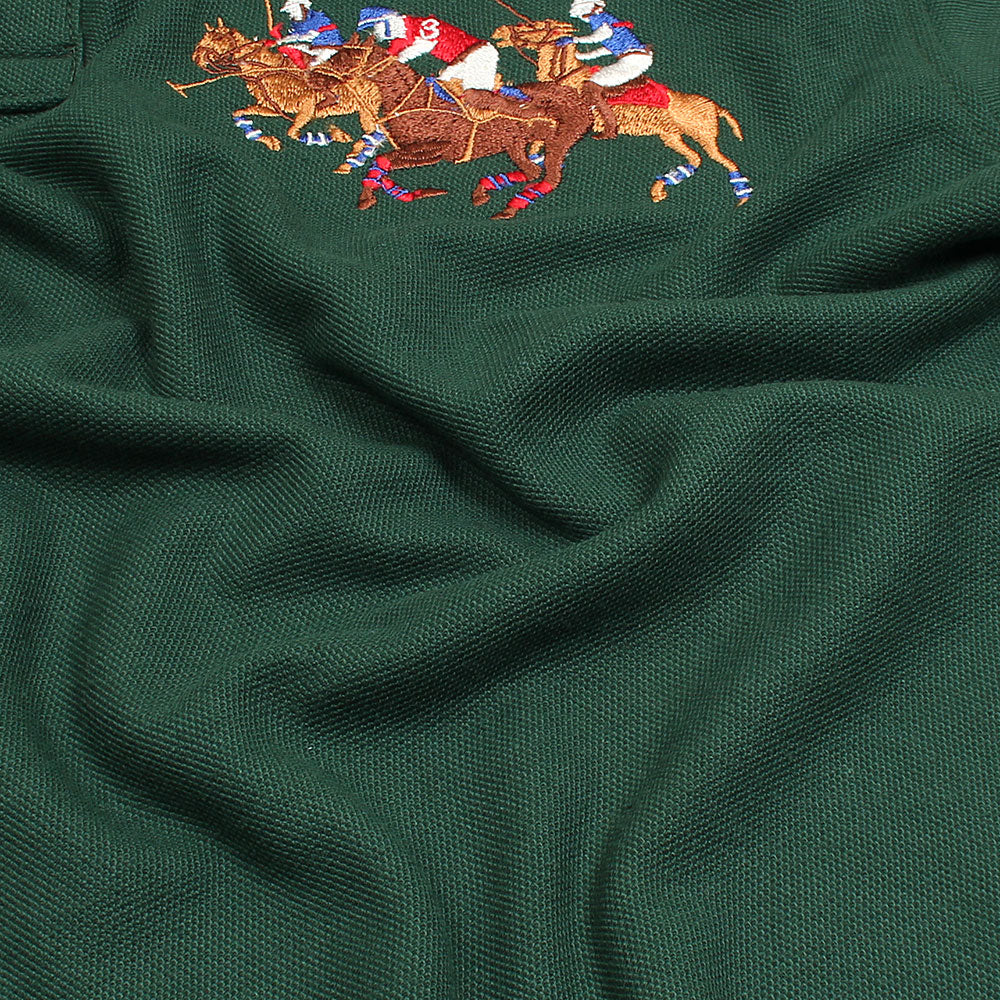 RL Premium 3 Horse Pique Cotton Polo Shirt (Dark Green)