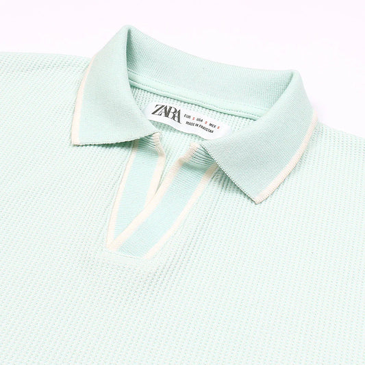 ZR PREMIUM MEN'S V NECK POLO SHIRT (SEA GREEN)