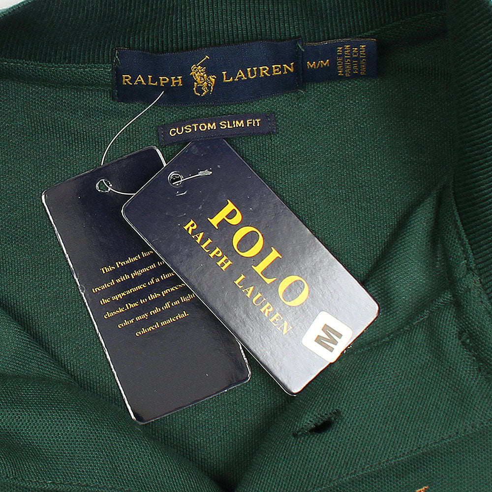 RL Premium 3 Horse Pique Cotton Polo Shirt (Dark Green)