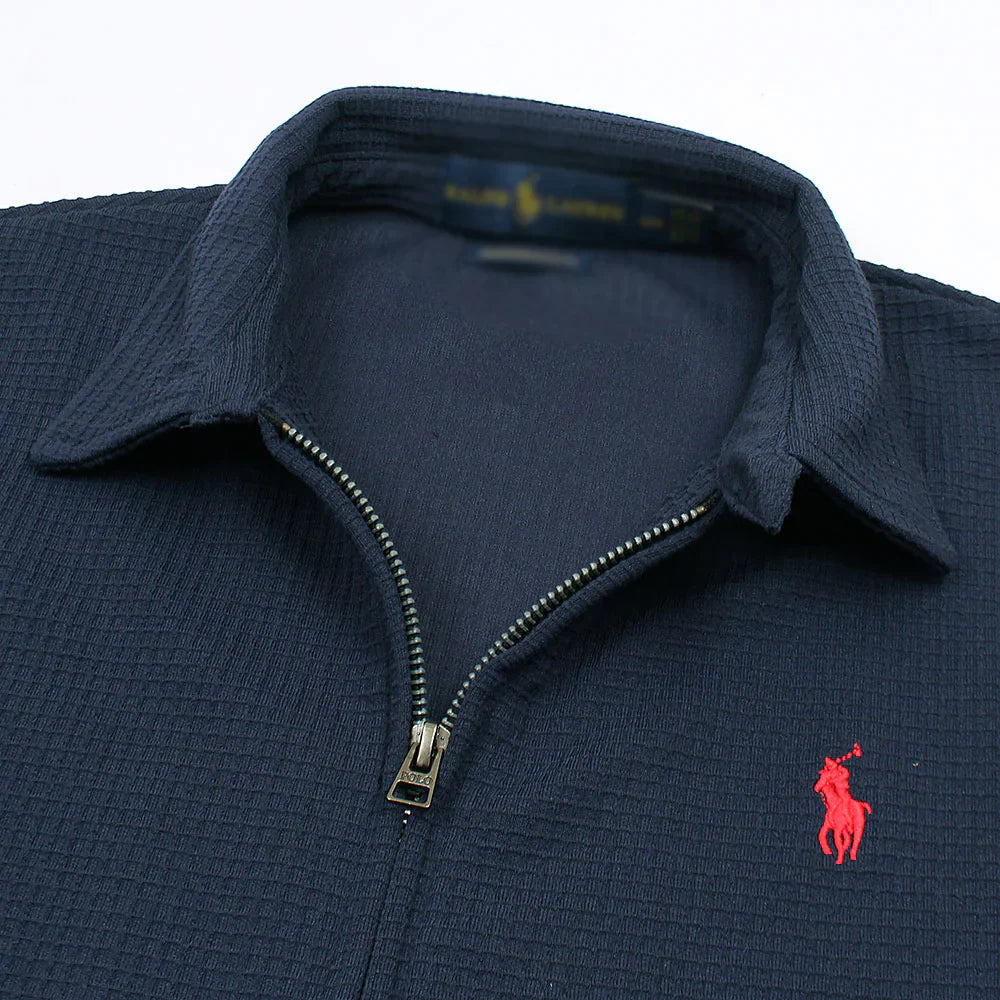 RL Imported Men Waffle Zipper Jacket (Navy Blue)