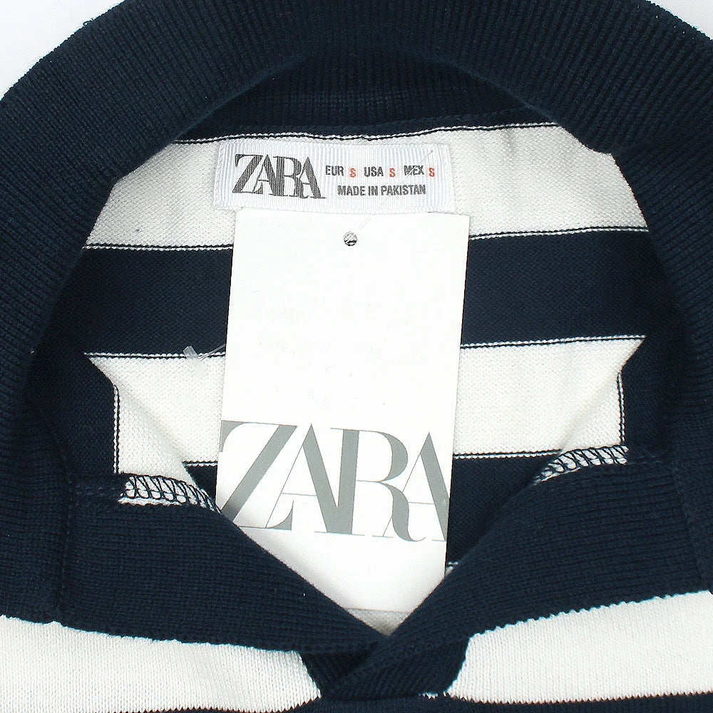 Z.A.R.A PREMIUM CABEL-KNIT STRIPPER POLO SHIRT (NAVY-WHITE)