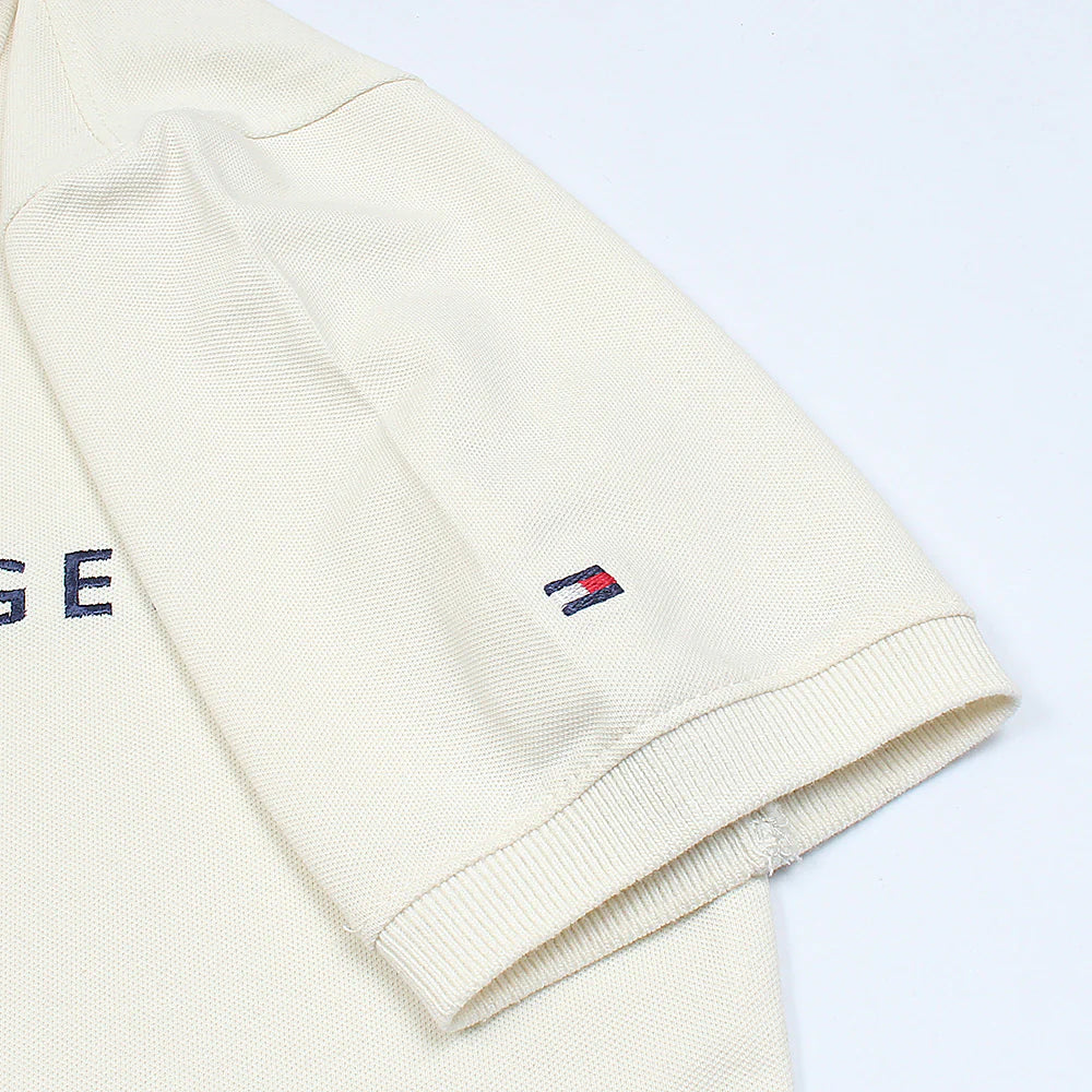 TOMMY PREMIUM SELF EMB ZIP-UP POLO SHIRT (OFF-WHITE)