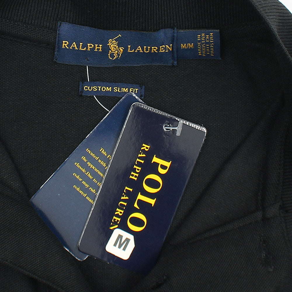 RL Premium 3 Horse Pique Cotton Polo Shirt (Black)