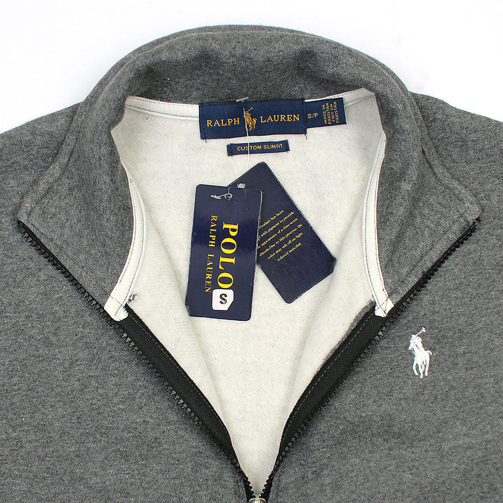 RL Premium Small Pony Cotton Fleece Zipper Jacket (Charcoal Grey)