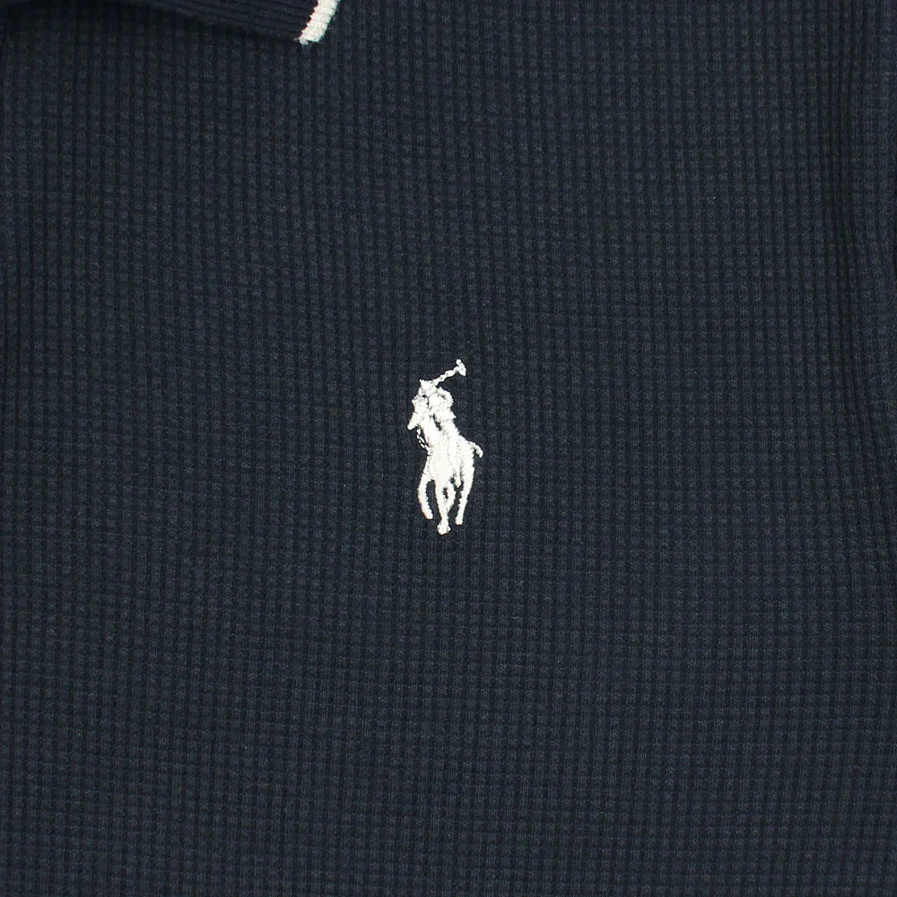 RL PREMIUM MEN'S V NECK BORDER POLO SHIRT (NAVY BLUE)