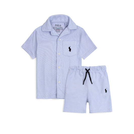 RL PREMIUM KIDS CUBAN COLLAR TWINSET (MAUVE PURPLE)