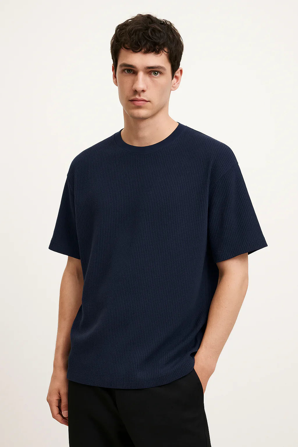 Z.A.R.A PREMIUM WAFFLE OVERSIZED T-SHIRT UNISEX (NAVY BLUE)