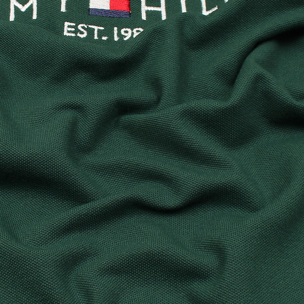 TOMMY PREMIUM SELF EMB ZIP-UP POLO SHIRT (GREEN)