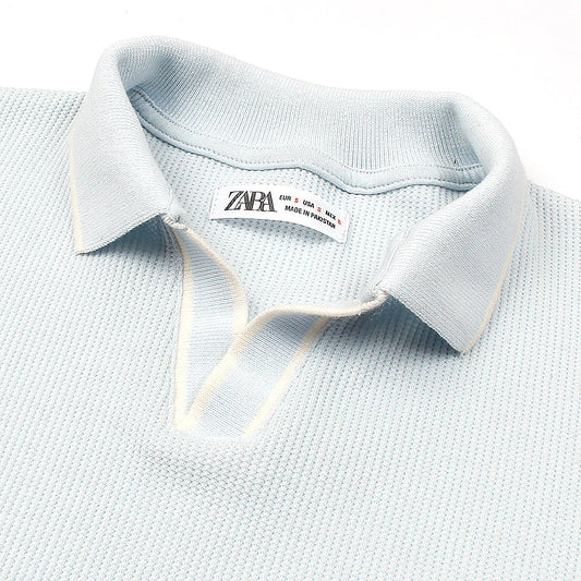 ZR PREMIUM MEN'S V NECK POLO SHIRT (SKY BLUE)