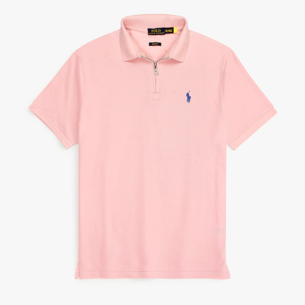RL Premium Small Pony Zip Up Polo shirt (Pink)