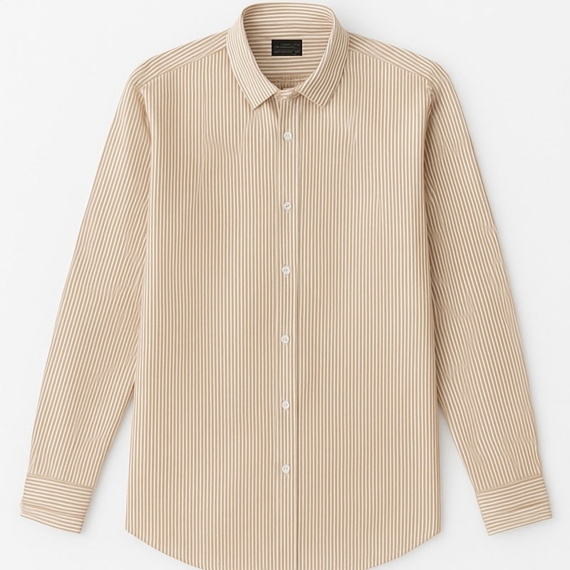 Mussimo Duti Imported Stripe Formal Shirt (Beige)