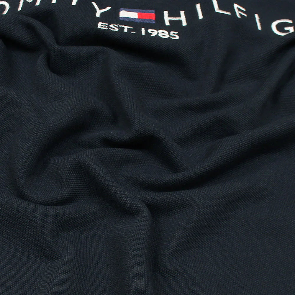 TOMMY PREMIUM SELF EMB ZIP-UP POLO SHIRT (NAVY BLUE)