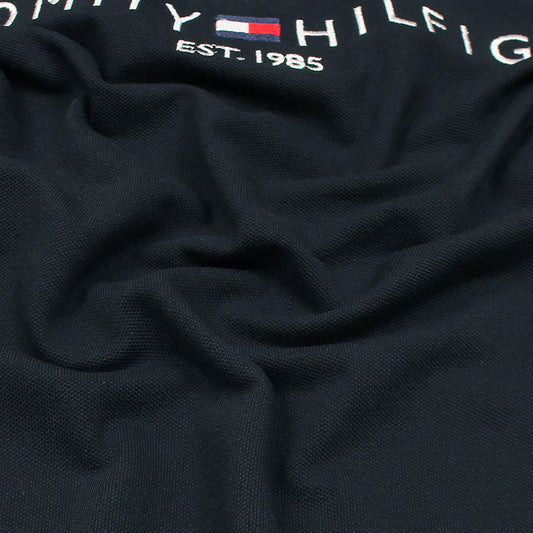 TOMMY PREMIUM SELF EMB ZIP-UP POLO SHIRT (NAVY BLUE)