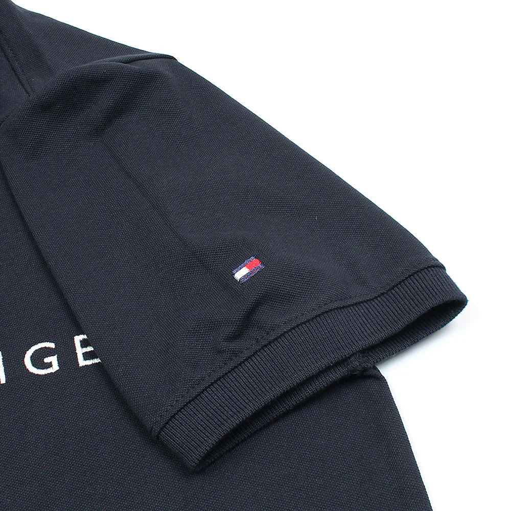 TOMMY PREMIUM SELF EMB ZIP-UP POLO SHIRT (NAVY BLUE)