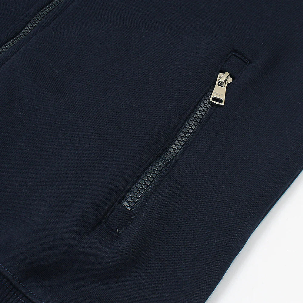 RL Premium Small Pony Cotton Fleece Zipper Jacket (Navy Blue)