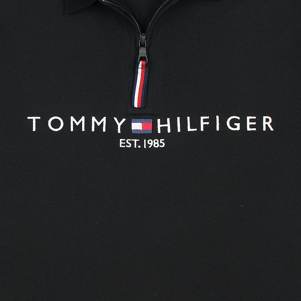 TOMMY PREMIUM SELF EMB ZIP-UP POLO SHIRT (BLACK)