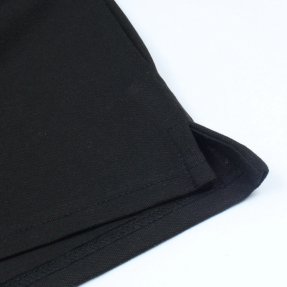 TOMMY PREMIUM SELF EMB ZIP-UP POLO SHIRT (BLACK)