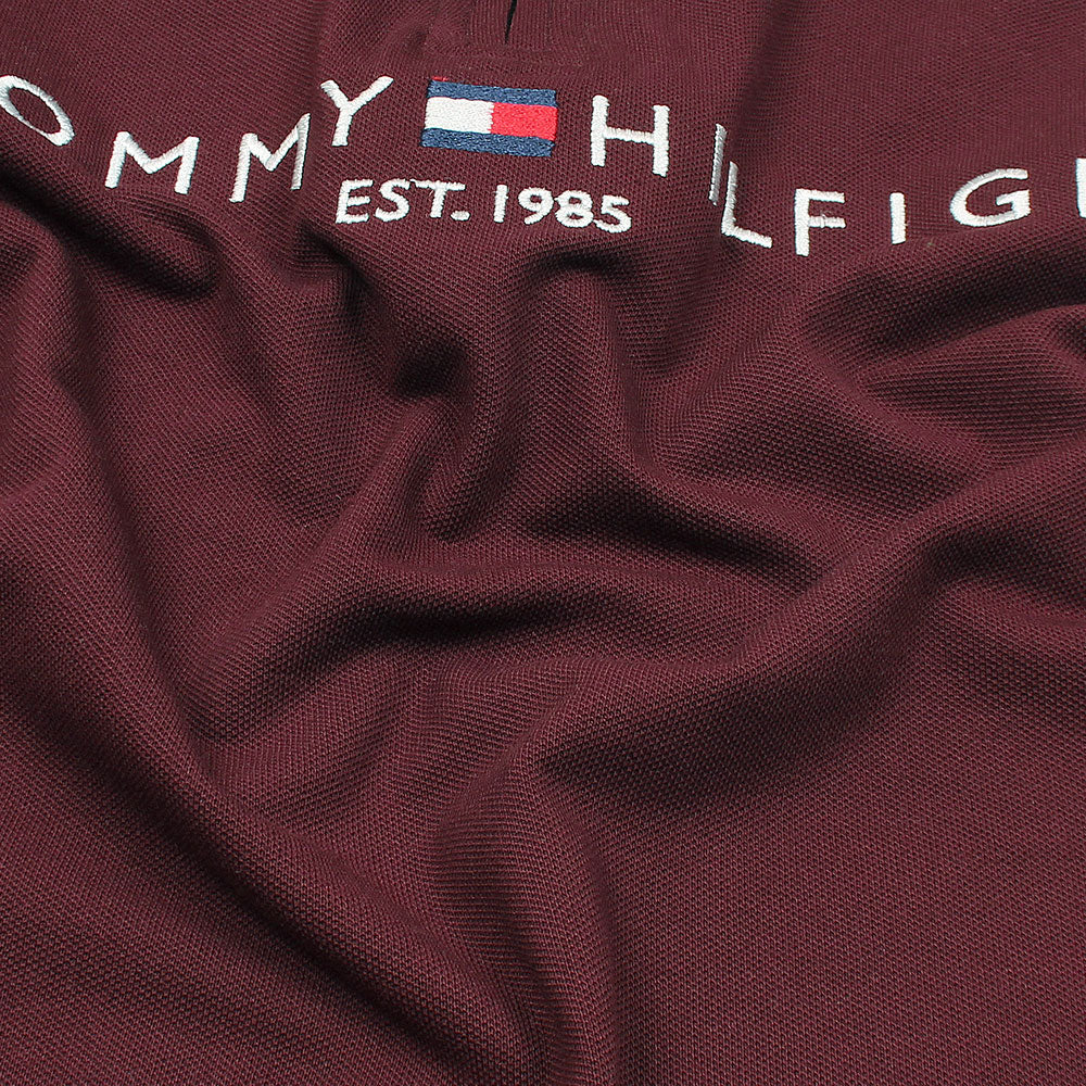 TOMMY PREMIUM SELF EMB ZIP-UP POLO SHIRT (MAROON)
