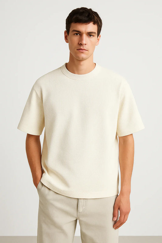 Z.A.R.A PREMIUM WAFFLE OVERSIZED T-SHIRT UNISEX (OFF WHITE)