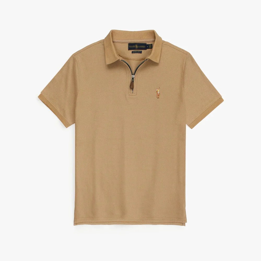 RL PREMIUM MEN'S MULTI ZIPPER POLO SHIRT (KHAKI)