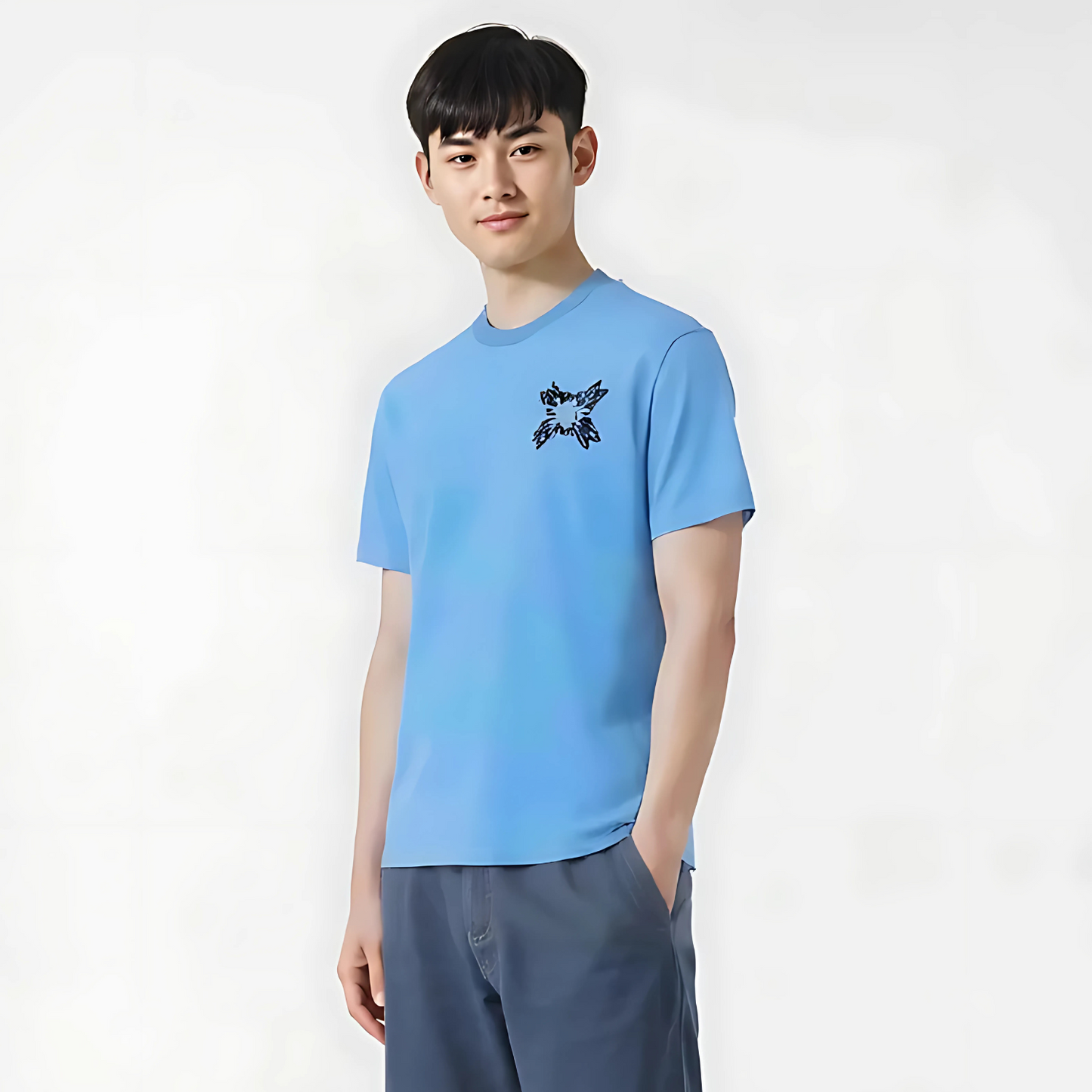 A.M.I.R.I PREMIUM DOWN SHOULDER T-SHIRT (SKY BLUE)
