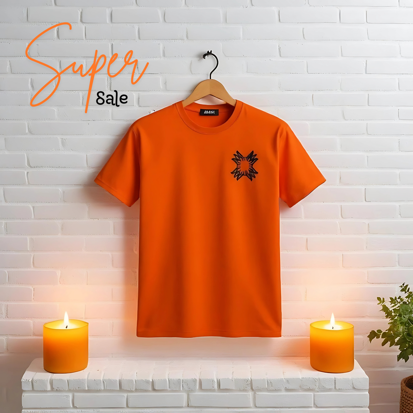 A.M.I.R.I PREMIUM DOWN SHOULDER T-SHIRT (ORANGE)