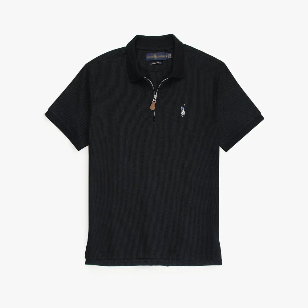 RL PREMIUM MEN'S MULTI ZIPPER POLO SHIRT (BLACK)