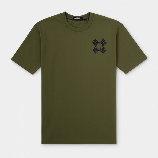 A.M.I.R.I PREMIUM DOWN SHOULDER  T-SHIRT (OLIVE GREEN)