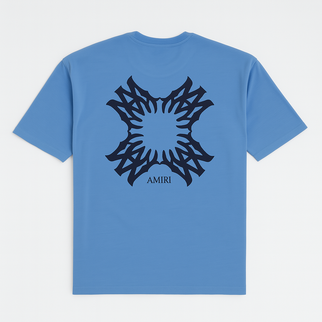 A.M.I.R.I PREMIUM DOWN SHOULDER  T-SHIRT (SKY BLUE)