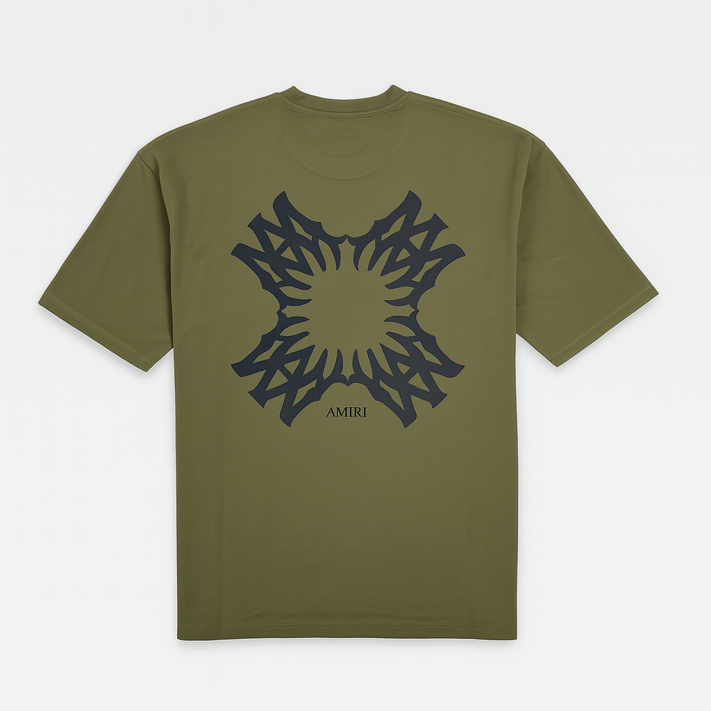 A.M.I.R.I PREMIUM DOWN SHOULDER T-SHIRT (OLIVE GREEN)